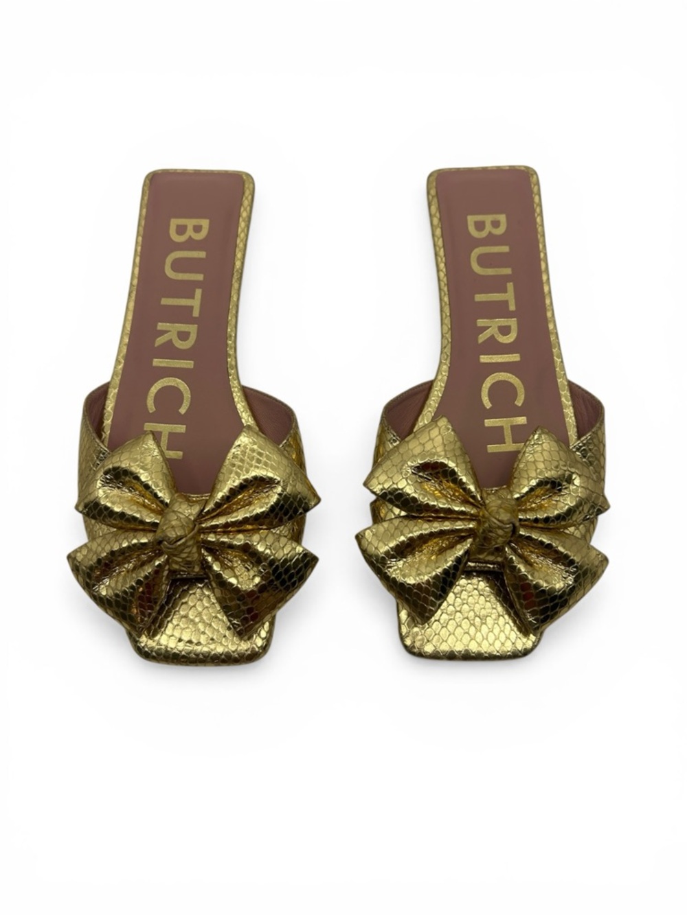 Butrich Alina Gold Bow Slide Sandals
